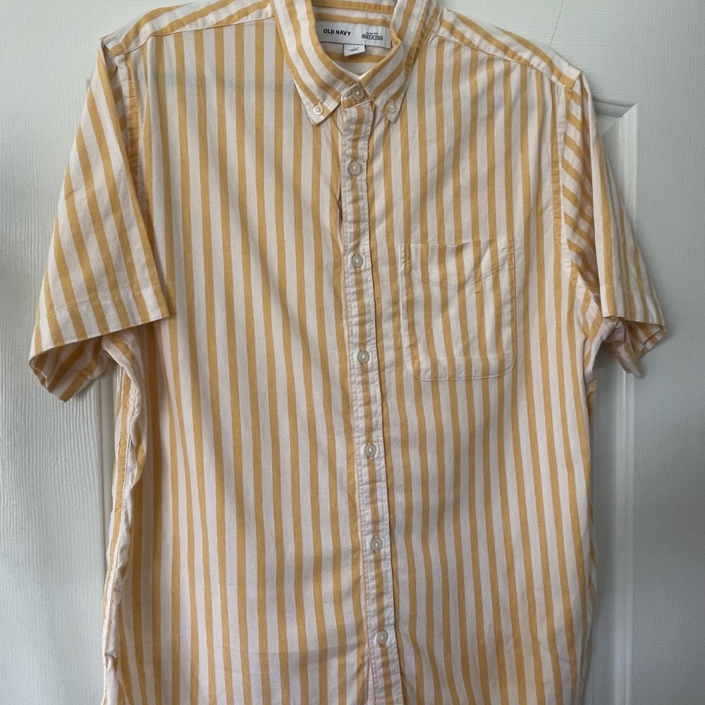 Old Navy Men's Yellow Striped Shirt